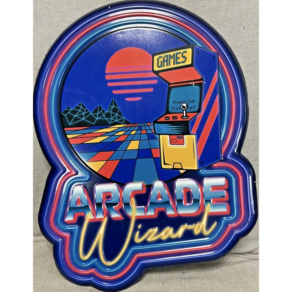 Arcade Wizard Metal Sign By Open Road / Hobby Lobby 13 X 17 INCH DECOR GAMER